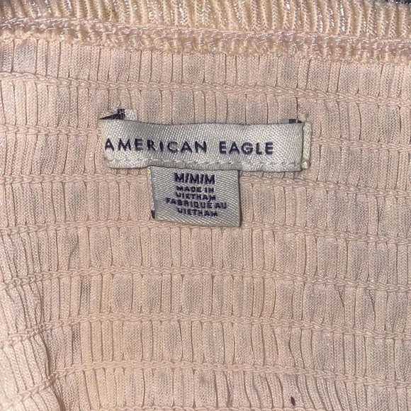 American Eagle Women Sz Medium Cream Crushed Velvet Crop Tank Top Shirt - Picture 3 of 3